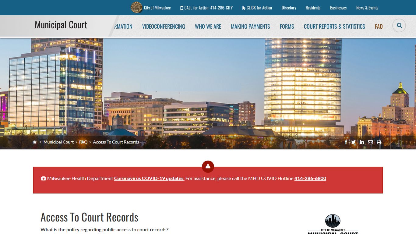 Access To Court Records - Milwaukee