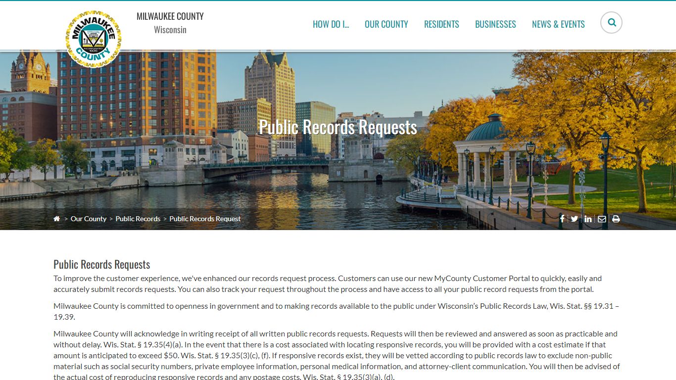 Public Records Request - County of Milwaukee
